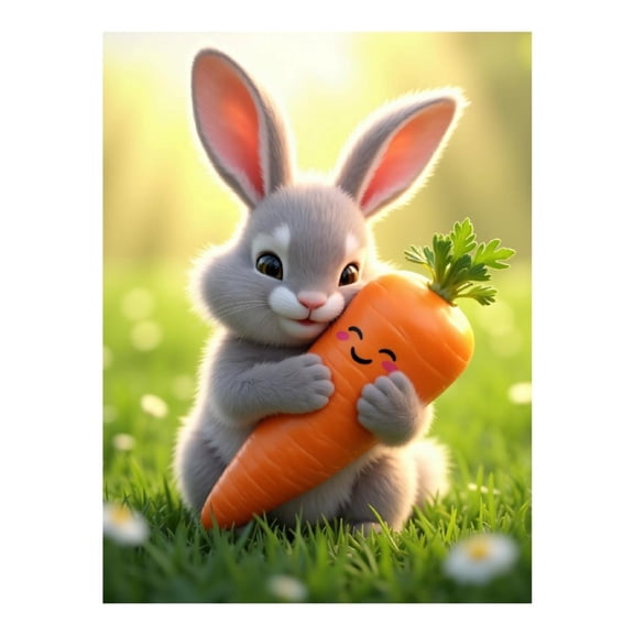 Diamond Art Kits for Adults - 5d Bunny With Happy Carrot Diamond Painting for Adults, Diamond Art for Adults Beginners, Diamond Painting Kits for Adults for Home Wall Decor