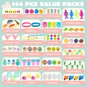 Joyfy 144 Packs Prefilled Easter Egg,Easter Egg with Toys Inside,Easter Basket Stuffers for Kids Easter Basket Classroom Exchange Toddler Boys Girls