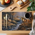 thumbnail image 2 of Placemat Set of 4 Forest River Placemats for Dining Table Deer Washable Table Mats for Kitchen and Party Decor Indoor & Outdoor Use, 2 of 8