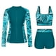 thumbnail image 1 of Penkiiy Mujer 3 piezas Print Rash Guard, manga larga UPF 50 + Zip Athletic Surfing Swimsuit con bolsillo Bulit-in Bra, 1 of 6