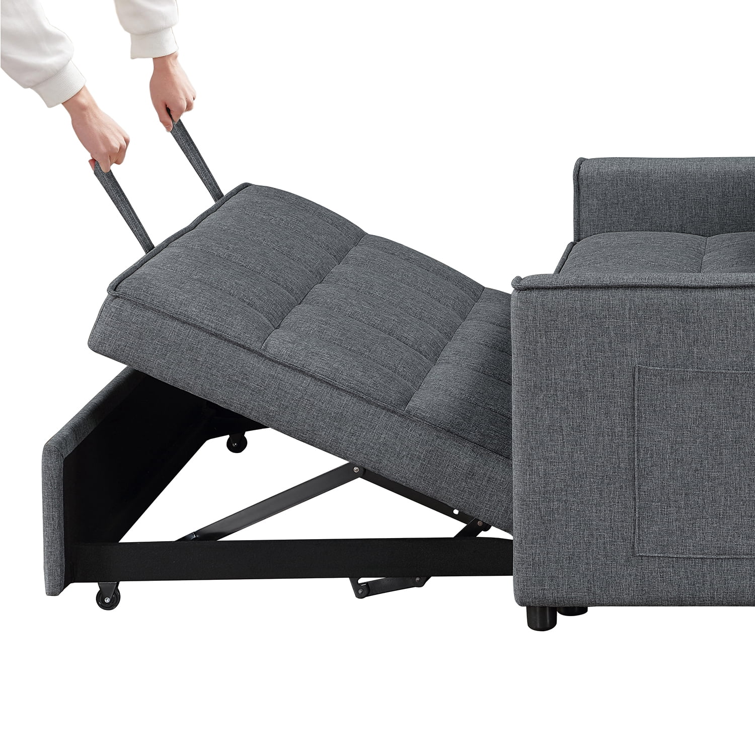 53'' Upholstered Convertible Loveseat Sleeper Sofa Bed for Apartment, Living Room, Office, Dark Gray