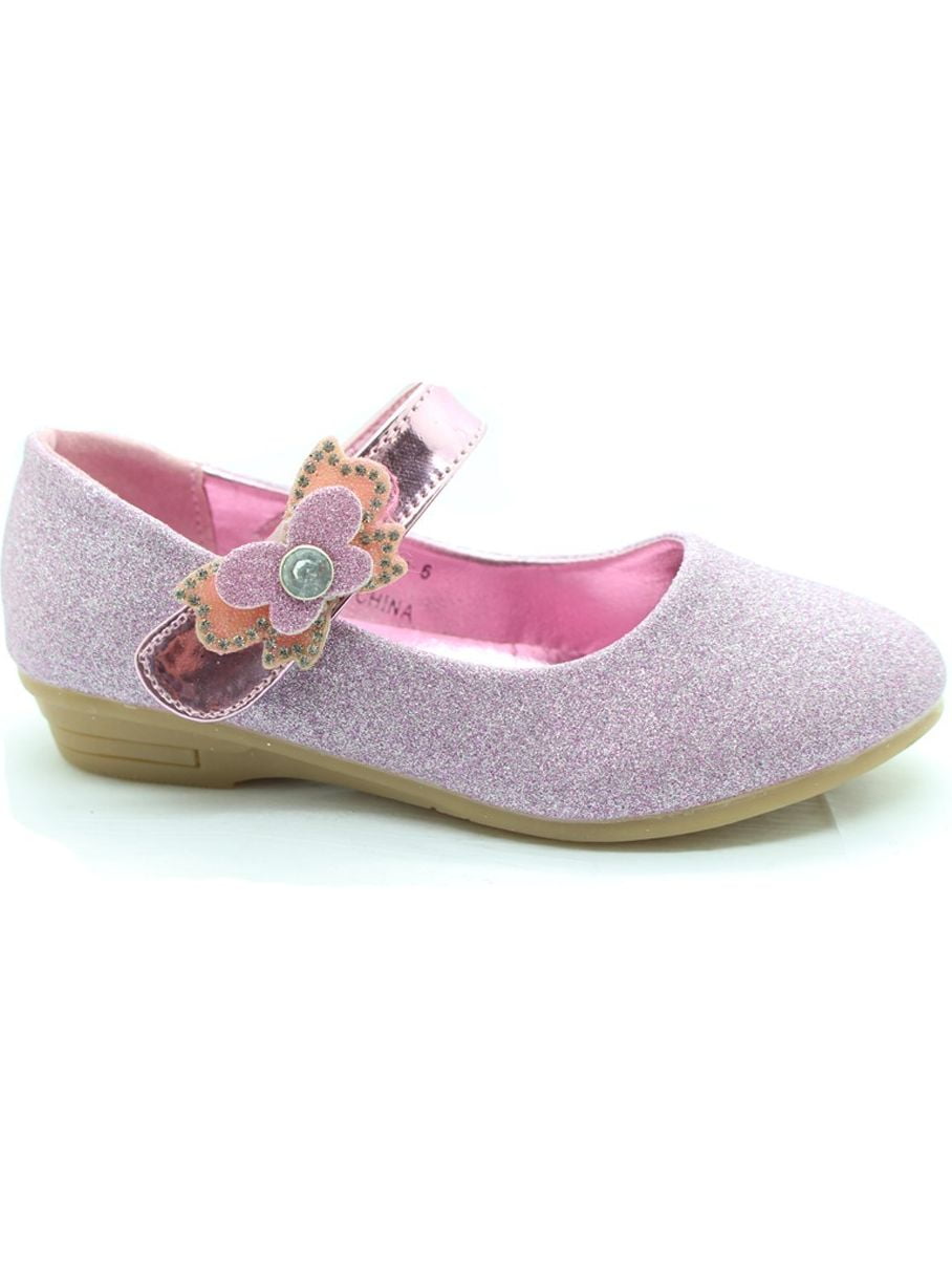 Bee Happy Little Girls Pink Butterfly Adorned Mary Jane