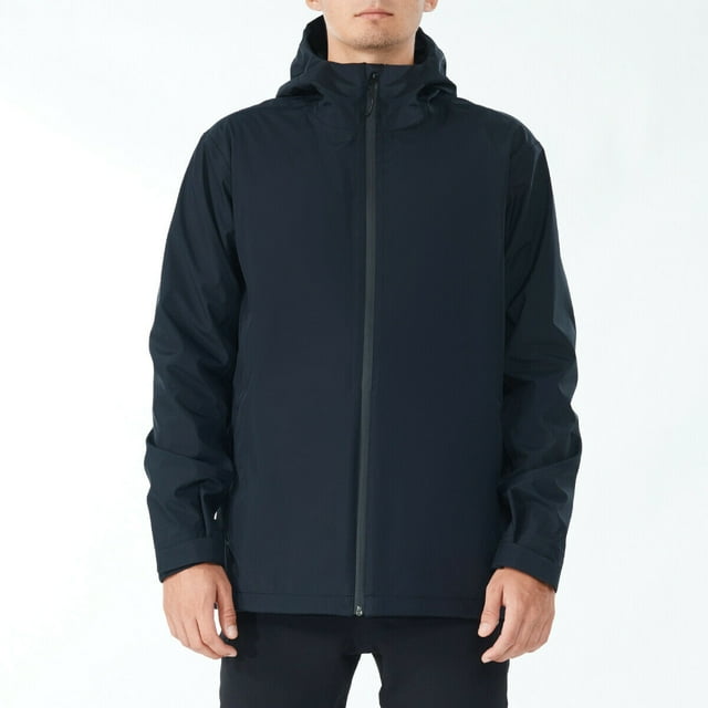 Goplus Manteau de Pluie Imperméable pour Homme Coupe-Vent à Capuche Coquille avec Poignets Noir m