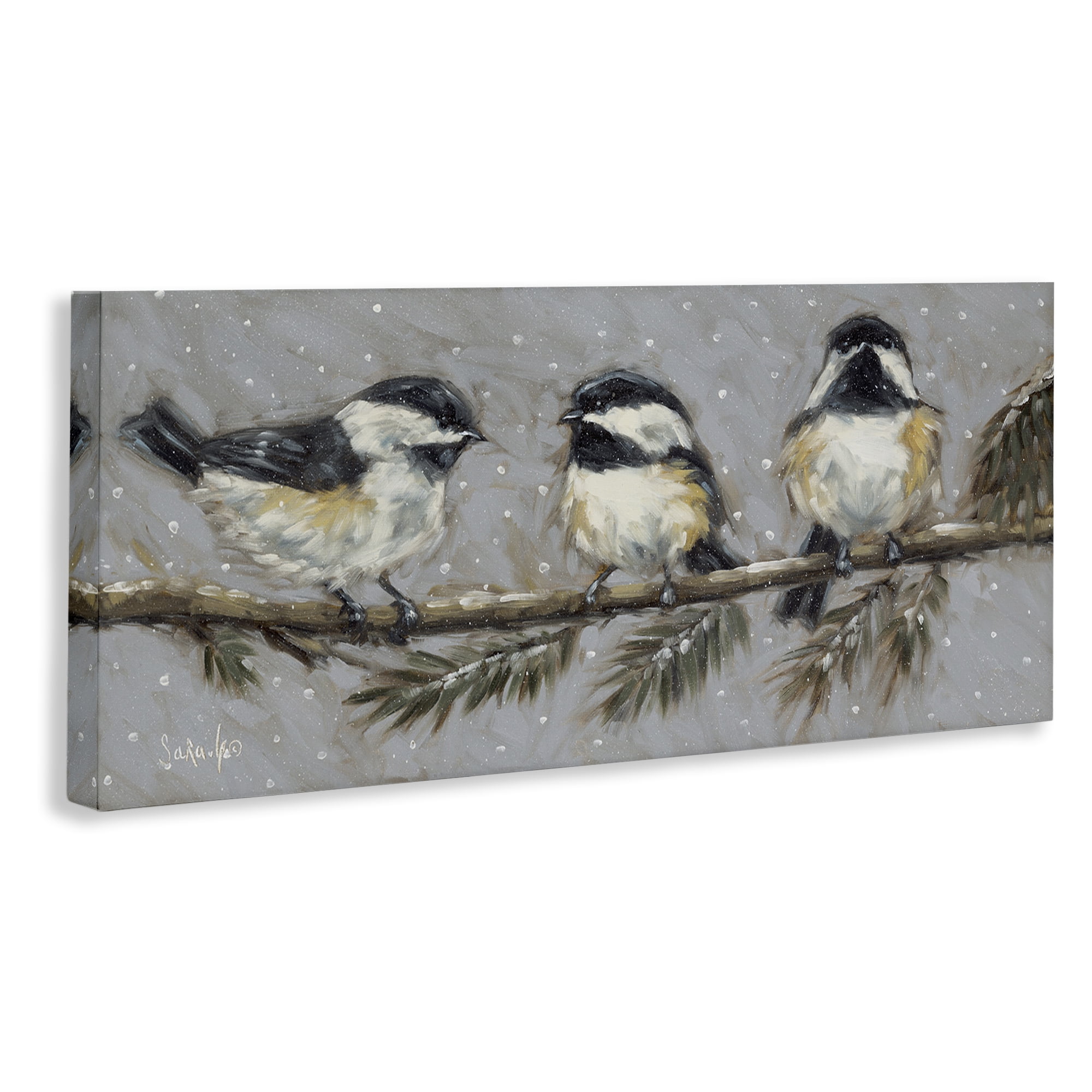 Stupell Industries Winter Bird Trio Animals & Insects Painting Gallery Wrapped Canvas Art Print Wall Art, 48 x 20