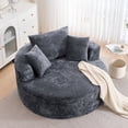 thumbnail image 1 of Noble House Chenille Sponge Single Sofa,Fluffy Modern Sleeper Chair,Grey, 1 of 6