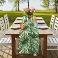 thumbnail image 4 of Green Tropical Leaves Table Runner 90 Inches Long,Farmhouse Summer Leaf Plants Cotton Linen Table Runners Dresser Scarves,Fabric Tabletop Scarf Furniture Cover for Home Dinner Party 13"x90", 4 of 9