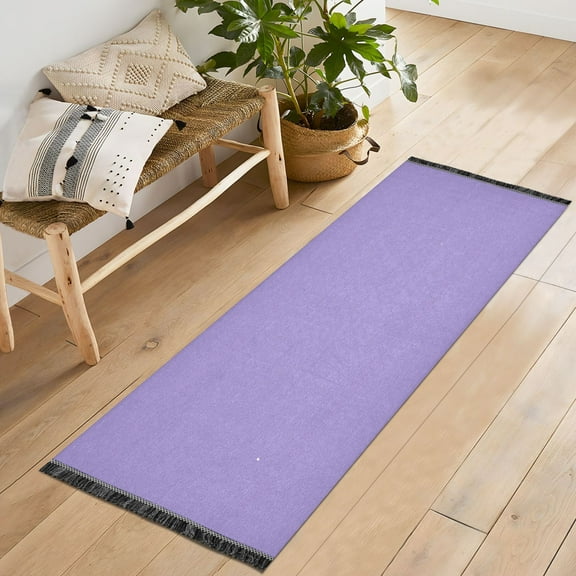 Ryvnso Lavender Purple Bedroom Runner Rug 2'x6' Hallway Area Carpet Non Slip Entryway Mat with Tassels