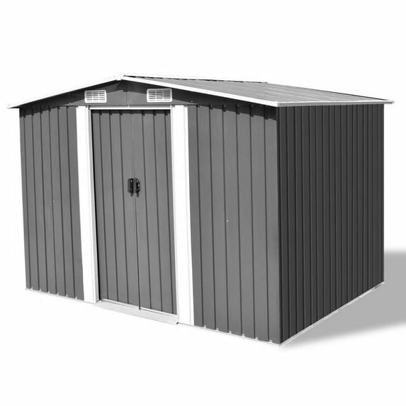 Charmma Garden Storage Shed Gray Metal 101.2"x80.7"x70.1"