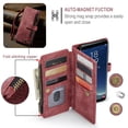 thumbnail image 6 of Wallet Case Compatible with Samsung Galaxy S8 Plus, Multifunctional Magnetic Closure Folio Case, [RFID Blocking] Durable PU Leather Flip Lanyard Strap Wristlet Zipper Card Holder Phone Case, Red, 6 of 10
