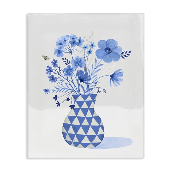Stupell Industries Bohemian Blue Mixed Floral Arrangement Canvas Art, 24 x 30, by Sharon Lee