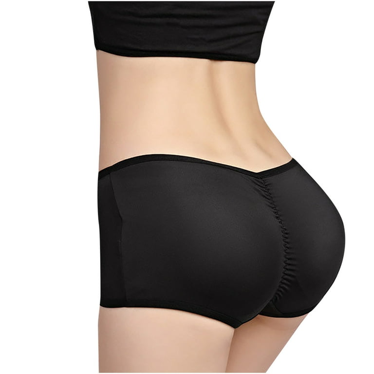 HUPOM Panties For Women Plus Size Underwear Compression Leisure Tie Elastic  Waist Black 2XL