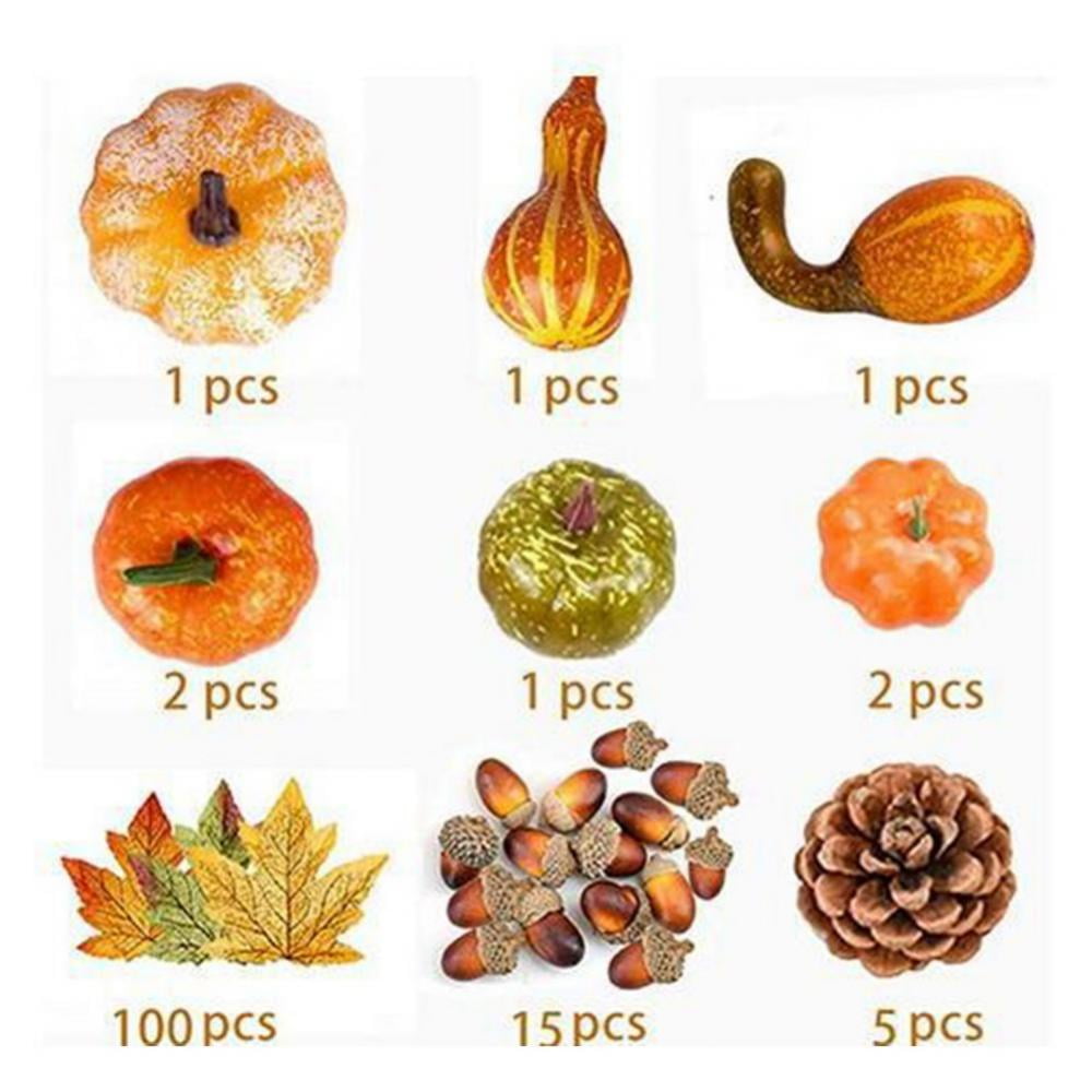 Thanksgiving Faux Pumpkin Home Decor Set, A Mix Of Faux Harvest Decor