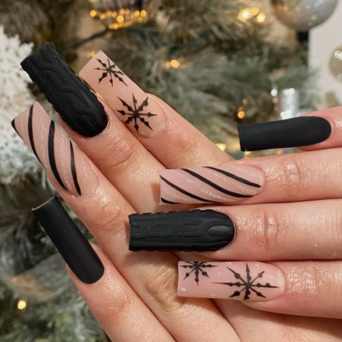 Best - selling Christmas Red Glitter Press - on Nails Wearable