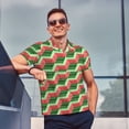 thumbnail image 4 of Balery Geometric Watermelon Camisa Polo de Hombre con Estampado, de Manga Corta y Tejido Medio, Camisa Tipo Golf Polo-Large, 4 of 6