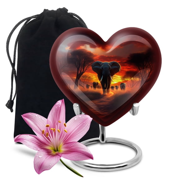 SABURIAL Elephant Urn - Large Cremation Urn For Human Ashes Adult Female - Decorative Burial Urns For Mom & Dad - Memorial Urns - 8 Inch