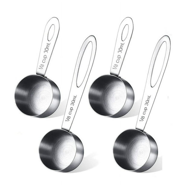 ckepdyeh 4 piezas cucharas medidoras de café de acero inoxidable para café, té, azúcar y leche, 30 ml