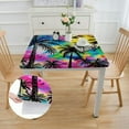 thumbnail image 2 of WYYP Palm Tree Birds Rainbow Tie Dye Square Tablecloth with Elastic Edge 100% Polyester Fiber 40*40, 2 of 8
