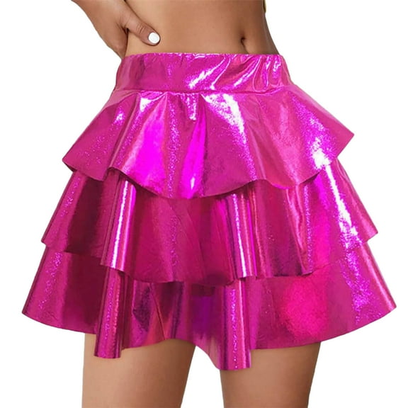 Cethrio Girls Dance Skirts Size 14-16, Party Birthday Elastic Waist A-line Pleated Skirts Hot Pink