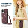 thumbnail image 5 of ELEHOLD Stylish Wallet Case for iPhone 13 6.1 inch,Flip Card Slots Diamond Bling Sparkle Design RFID Blocking Detachable Shoulder Strap for Girls Women Purse Case,Winered, 5 of 7