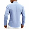 thumbnail image 6 of Men's Linen Long Sleeve Shirt Button Henley Shirt V-Neck Casual Plain Lightweight Fall Top 3XL, 6 of 6