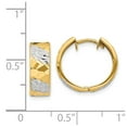 thumbnail image 4 of Real 14kt Yellow Gold 5mm Diamond-cut Rhodium Hoop Earrings; for Adults and Teens; for Women and Men, 4 of 4
