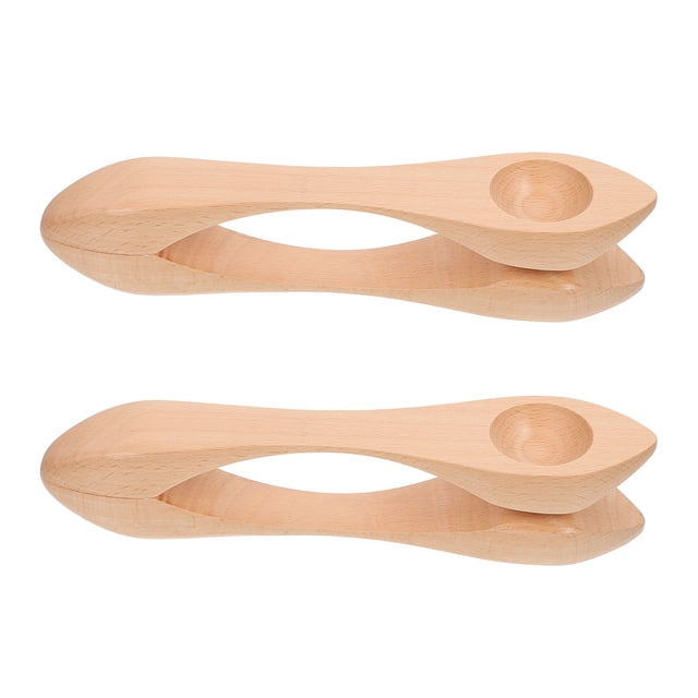 PENIKOKO 2PCS Musical Spoons Wood Color for Kids Musical Instruments Develop Musical Sensitivity School Performance
