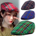 thumbnail image 2 of 2021 tendencia Vintage boina a cuadros gorras británicas hombres mujeres ajustable al aire libre gorras sombreros boinas sombrero de copa invierno otoño a prueba de viento Gao Jinjia LED, 2 of 2