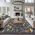 thumbnail image 3 of Grey Dinosaur Area Rugs 6'x9', Washable Small Throw Rugs for Kitchen Dining room, Vintage Letters Farm Animals Indoor Outdoor Rug Non-Slip Low Pile Carpet Runner Reversible Floor Mats, 3 of 8