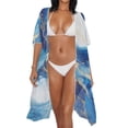 thumbnail image 4 of FKELYI Marble Blue Print Kimono Coverups for Women Soft Beach Cover Up Half Sleeve Summer Cardigan Bikini Cover Ups Resort Wear Casual Cruise Outfits, 4 of 6
