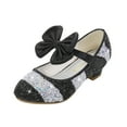 thumbnail image 2 of YYUIJK 4-16 Years Kids Girls Mary Jane Princess Court Shoes Sparkly Glitter Wedding Party Black 10 Years, 2 of 6