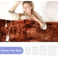 thumbnail image 5 of Heated Blanket Electric Throw, Heating Blanket Soft Sherpa Flannel Throw, Heat Blankets for Home & Office Machine Washable Overheating Protection 8 Hours Auto Off 10 Fast Heating Levels- -Brown, 5 of 14