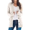 thumbnail image 1 of Suéter de punto trenzado de manga larga para mujer, cárdigan de frente abierto, ropa exterior suelta Xishao ropa, 1 of 2