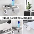 thumbnail image 4 of Toilet Paper Holder with Shelf Stainless Steel Commercial Tissue Roll Dispenser Phone Bathroom Brushed Nickle Wall Mounted Rustproof- Black, 4 of 5