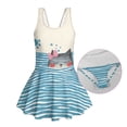 thumbnail image 6 of Uourmeti Cartoon Cat Striped Wave Swim Dress for Girls - Cute Sleeveless One Piece Skirted Bathing Suit, Quick Dry Beach Pool Wear for Toddler & Kids, 6 of 8