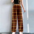 thumbnail image 2 of Fiaer Women's Pajamas Pants Plaid Plus Size Color Blocking Sleepwear Trousers Elastic Waisted Casual Trendy Comfort Pjs Joggers Orange1 S, 2 of 6