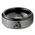 thumbnail image 2 of Tungsten Savory Slice Pepperoni Pizza Food Band Ring 8mm Men Women Comfort Fit Black Step Bevel Edge Brushed Gray Polished, 2 of 4