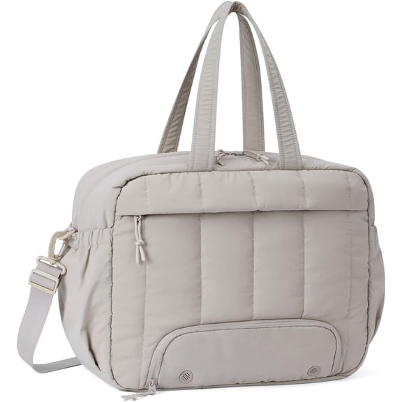 For Spirit Airlines Personal Item Bag 18x14x8 Puffer Travel Duffel Bag with Shoe Compartment Underseat Carry on Luggage Fit 15.6-Inch Laptop Gym Bag for Women Men (Camel)