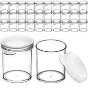 DecorRack 30 Plastic Mini Containers with Lids, 1oz, Craft Storage Containers for Beads, Glitter, Slime, Paint Pots or Seed Storage, Small Clear Empty Cups with Lids (30 Pack)