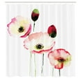 thumbnail image 3 of Ambesonne Floral Shower Curtain, Poppy Vintage Blossom, 69"Wx84"L, Pink Red, 3 of 5