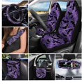 thumbnail image 2 of HUIACONG Purple Spider Web Bat Car Seat Covers Full Set 14 Pcs Universal Halloween Automotive Interior Decor with Steering Wheel Cover Seat Belt Pads Armrest, Anti-Slip Washable, 2 of 7