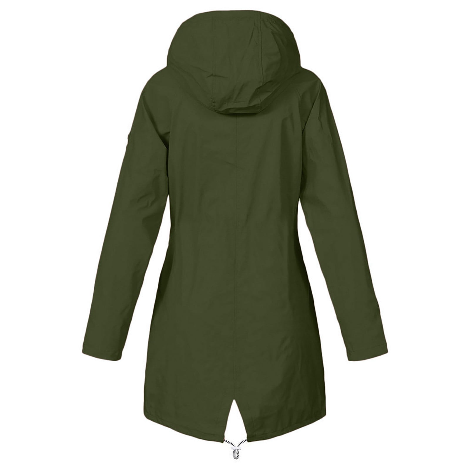 UPPADA Rain Jackets for Women Waterproof Solid Rain Jacket Outdoor Coats Plus Size Hooded Raincoat Windbreaker Jackets Lightweight Fall ,Women Jackets Army Green XXL