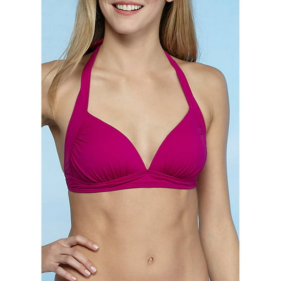 Tommy Bahama Pearl Solids Full Triangle Halter Bikini Top, Wild Orchid Pink, M