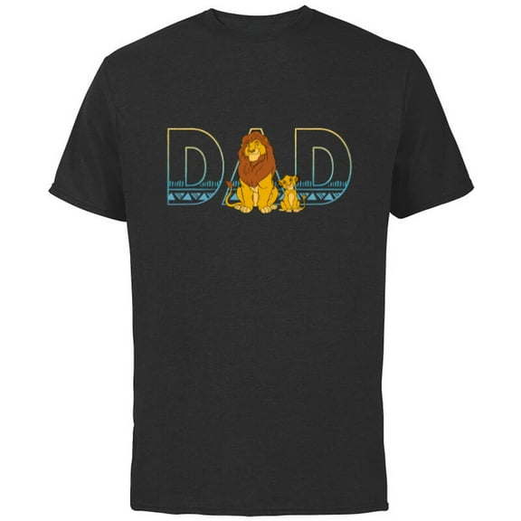 Disney The Lion King Simba and Mufasa Dad - Short Sleeve Cotton T-Shirt for Adults- Customized-Black
