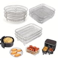 thumbnail image 4 of CUITING [2pcs Stainless Steel Air Fryer] 2pcs Stainless Steel Air Fryer Accessories Set | Stackable  Dishwasher Safe  Suitable for Oven and Air Fryer  Perfect for Healthy Holiday Baking, 4 of 6