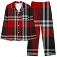 thumbnail image 4 of Wyongtao Women's Plaid Pajama Sets Long Sleeve Button Down Sleepwear Nightwear Soft Pjs Lounge Sets with Pockets,Red M, 4 of 4