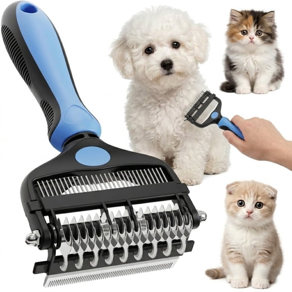3-in-1 Professional Pet Grooming Brush for Dogs & Cats – Dematting Comb, Undercoat Rake & Deshedding Tool for Long & Short Hair, Heavy Shedding & Matted Fur