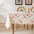 thumbnail image 1 of Rectangle Tablecloth Pastoral Style, Waterproof & Stain Resistant Table Cloth Wrinkle Free Table Cover for Dining/Kitchen/Patio, Washable Indoor & Outdoor Use, 140*180cm Red, 1 of 5