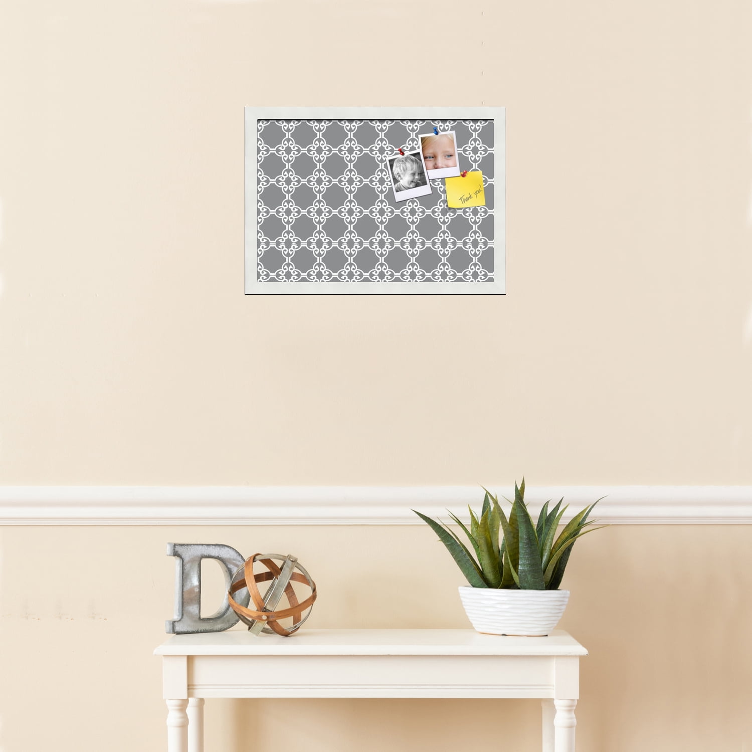 PinPix ArtToFrames 17x11 Custom Cork Bulletin Board    Poster Board Has a Fabric Style Canvas Finish, Framed in Satin White Frame (PinPix-231)