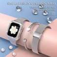thumbnail image 4 of Compatible con Apple Watch Band con estuche, Women Girl Correa de malla de acero inoxidable Thin Silm Narrow Metal Reemplazo de pulsera con cubierta brillante para iWatch SE Series 6 5 4 Adepaton WMZL-1320-3, 4 of 7