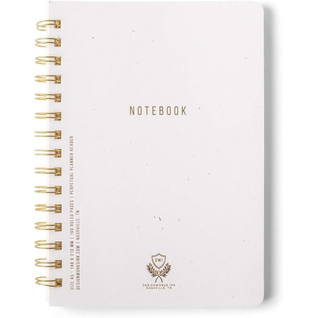 Textured Paper Twin Wire Notebook Daily Planner & Soft Cover Writing Journal 160 Lined Perforated Pages Small Spiral Notebook for Work & Journaling 6 x 8.25 in Speckled Ivory White